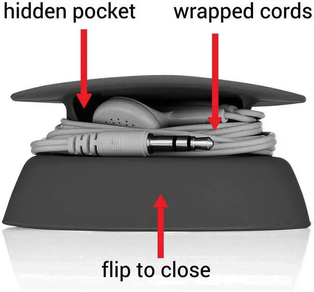 Alt view image 2 of 5 - _Mega Brand - Tangle-Free Earphone/Earbud Case Compact Storage System, Silicone (Black, Set of 1)