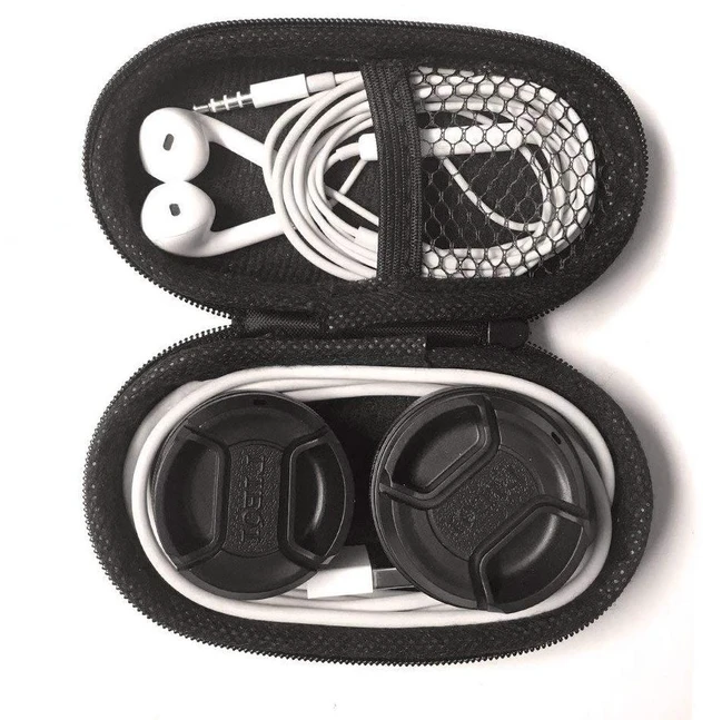 Alt view image 3 of 7 - Headphones Carrying Case, Travel Portable Storage Bags for Bluetooth Wireless Headphones, Cords, Cable, iPhones Earbuds, Charger, Airpods, USB Flash Driver, MP3(Oval)