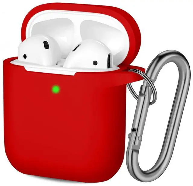 Main image of Compatible with AirPods Case Cover, Soft Silicone Protective Skin (Front LED Visible) Designed for AirPods with Keychain Accessories, Women, Men, Red