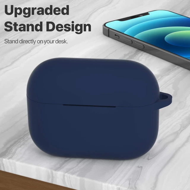 Alt view image 2 of 7 - for AirPods Pro 2nd Generation Case Cover, Protective Silicone Skin Accessories with Keychain for Women Men for Apple AirPods Pro Gen 2(2022), Front LED Visible-Midnight Blue