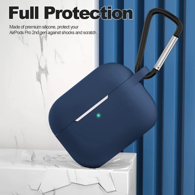 Alt view image 3 of 7 - for AirPods Pro 2nd Generation Case Cover, Protective Silicone Skin Accessories with Keychain for Women Men for Apple AirPods Pro Gen 2(2022), Front LED Visible-Midnight Blue