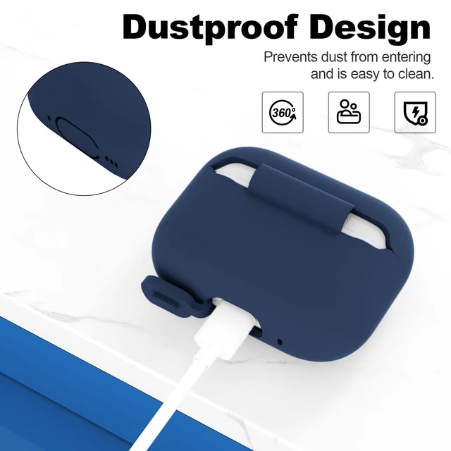 Alt view image 5 of 7 - for AirPods Pro 2nd Generation Case Cover, Protective Silicone Skin Accessories with Keychain for Women Men for Apple AirPods Pro Gen 2(2022), Front LED Visible-Midnight Blue