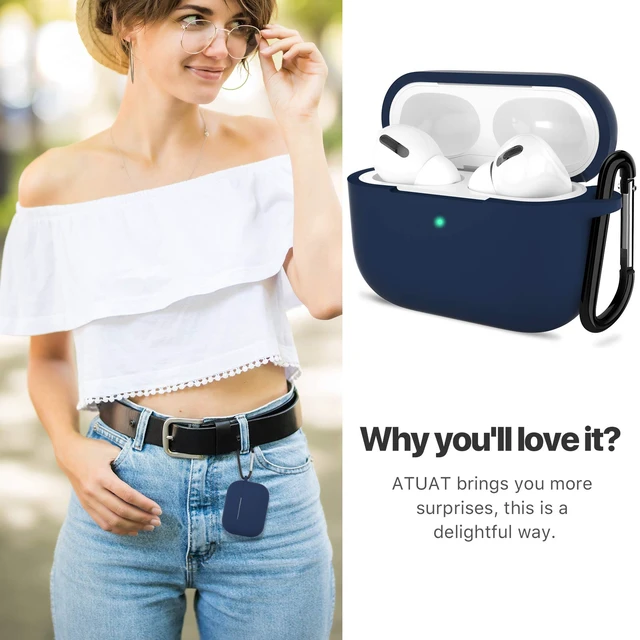 Alt view image 7 of 7 - for AirPods Pro 2nd Generation Case Cover, Protective Silicone Skin Accessories with Keychain for Women Men for Apple AirPods Pro Gen 2(2022), Front LED Visible-Midnight Blue
