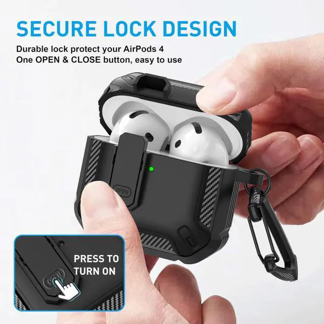 Alt view image 2 of 7 - for AirPods 4 Case with Magnetic Lock, Magsafe Compatible, Black