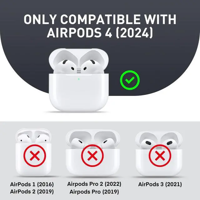 Alt view image 5 of 7 - for AirPods 4 Case with Magnetic Lock, Magsafe Compatible, Black