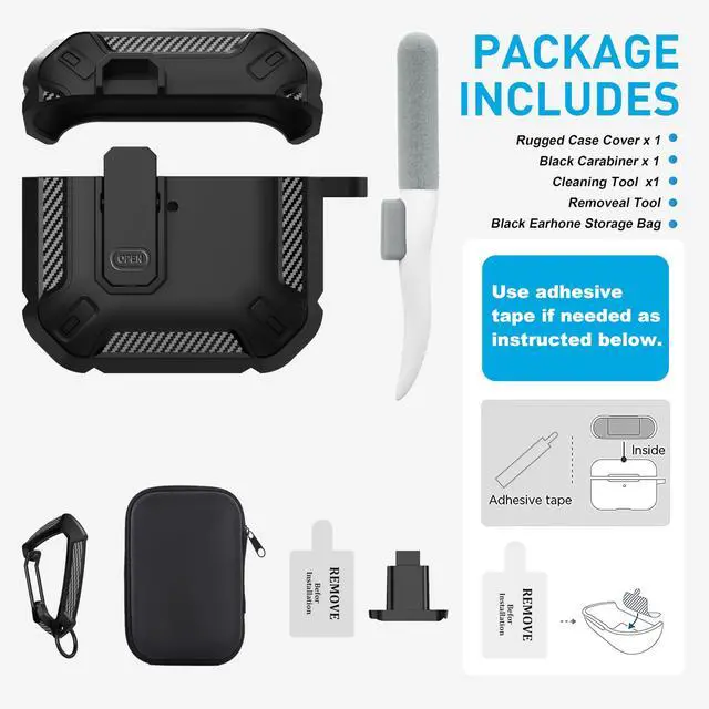 Alt view image 7 of 7 - for AirPods 4 Case with Magnetic Lock, Magsafe Compatible, Black