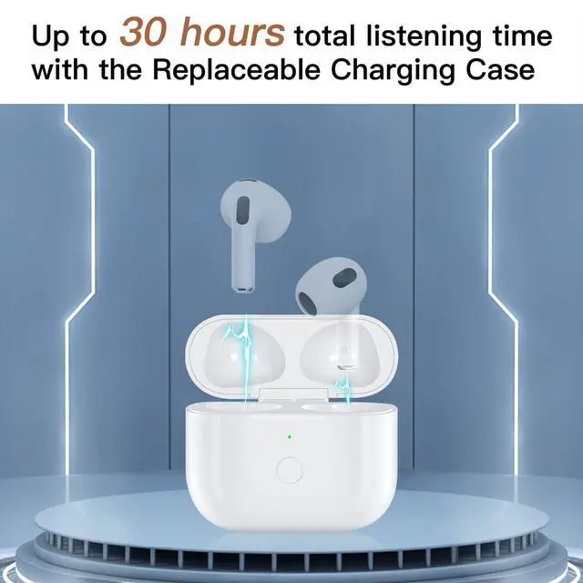 Alt view image 4 of 7 - Wireless Charging Case Replacement Compatible with AirPod 3rd Generation, Air Pod 3 Charger Case with Bluetooth Pairing Sync Button Without Earbuds, White