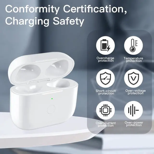 Alt view image 5 of 7 - Wireless Charging Case Replacement Compatible with AirPod 3rd Generation, Air Pod 3 Charger Case with Bluetooth Pairing Sync Button Without Earbuds, White