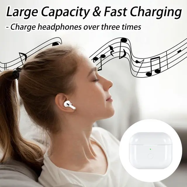 Alt view image 6 of 7 - Wireless Charging Case Replacement Compatible with AirPod 3rd Generation, Air Pod 3 Charger Case with Bluetooth Pairing Sync Button Without Earbuds, White