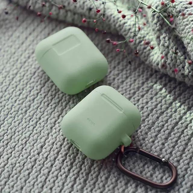 Alt view image 7 of 7 - Silicone Case with Keychain for airpods 1 & 2
