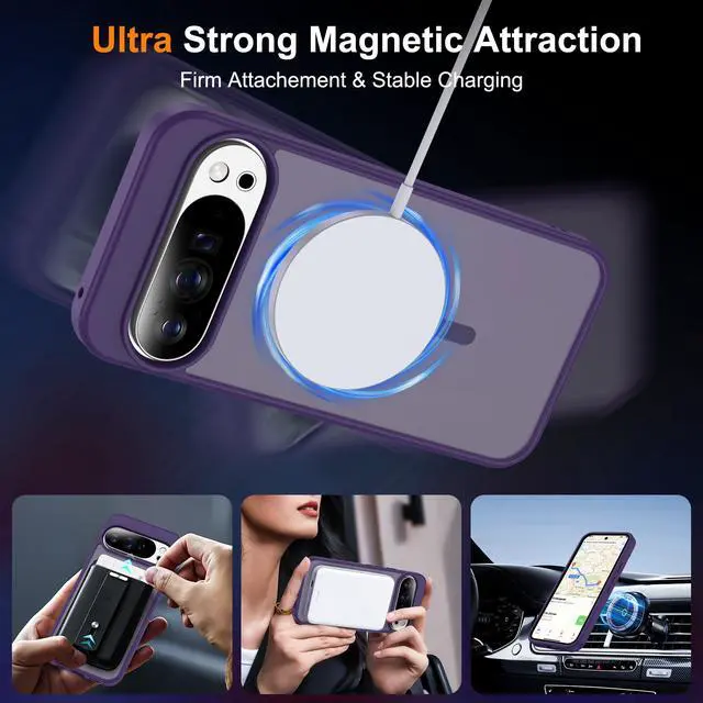 Alt view image 4 of 7 - _Mega Brand Compatible with Google Pixel 10 Case & Google Pixel 10 Pro Case with Magnetic [Compatible with Mag-Safe] Slim Translucent Matte Phone Cases with Anti-Fingerprint Tech, Purple
