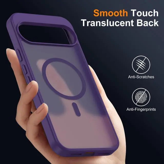 Alt view image 5 of 7 - _Mega Brand Compatible with Google Pixel 10 Case & Google Pixel 10 Pro Case with Magnetic [Compatible with Mag-Safe] Slim Translucent Matte Phone Cases with Anti-Fingerprint Tech, Purple