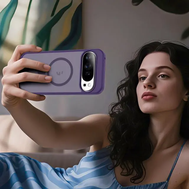 Alt view image 7 of 7 - _Mega Brand Compatible with Google Pixel 10 Case & Google Pixel 10 Pro Case with Magnetic [Compatible with Mag-Safe] Slim Translucent Matte Phone Cases with Anti-Fingerprint Tech, Purple