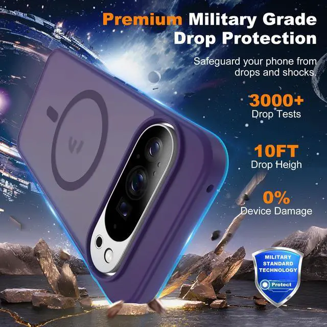 Alt view image 2 of 7 - _Mega Brand Compatible with Google Pixel 10 Case & Google Pixel 10 Pro Case with Magnetic [Compatible with Mag-Safe] Slim Translucent Matte Phone Cases with Anti-Fingerprint Tech, Purple