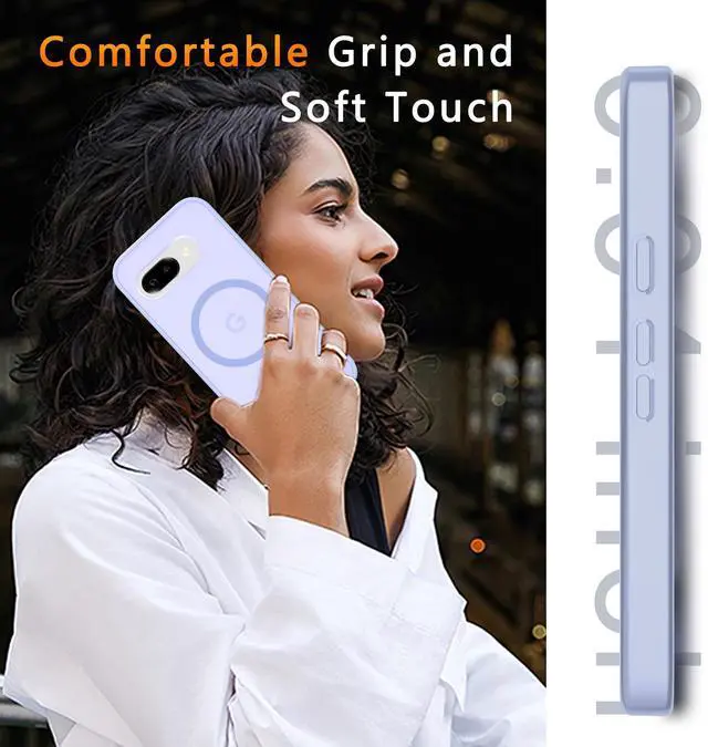 Alt view image 7 of 7 - Phone Cover for Google Pixel 9a Case | with 1 Screen Protector, Compatible with MagSafe, Magnetic, Military Grade Protection, Translucent Matte Frosted Back, Lavender Purple