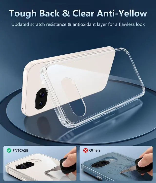 Alt view image 3 of 7 - JAYSUING for Google Pixel 9a Case: Military Grade Drop Protection Anti Yellowing Cell Phone Cover - Rugged Shockproof Protective Bumper Transparent Cases(Clear)