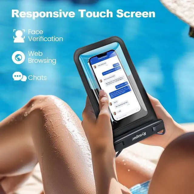 Alt view image 4 of 7 - _Mega Brand Waterproof Phone Pouch Bag - 2 Pack Waterproof Phone Case for iPhone 17 16 15 14 Pro Max Galaxy S25 S24 Ultra, IPX8 Cellphone Water Protector Pouch Beach Essentials Travel Must Haves