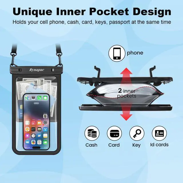 Alt view image 6 of 7 - _Mega Brand Waterproof Phone Pouch Bag - 2 Pack Waterproof Phone Case for iPhone 17 16 15 14 Pro Max Galaxy S25 S24 Ultra, IPX8 Cellphone Water Protector Pouch Beach Essentials Travel Must Haves