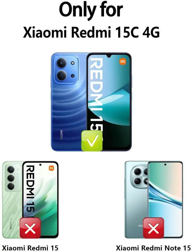 Alt view image 2 of 7 - _Mega Brand for Xiaomi Redmi 15C 4G Case, PU Leather Flip Cover Wallet Protector with id Holder Card Slots Magnetic Closure Protective Phone Cover for Xiaomi Redmi 15C 4G Wallet Case, Black