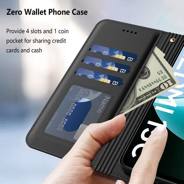 Alt view image 5 of 7 - _Mega Brand for Xiaomi Redmi 15C 4G Case, PU Leather Flip Cover Wallet Protector with id Holder Card Slots Magnetic Closure Protective Phone Cover for Xiaomi Redmi 15C 4G Wallet Case, Black