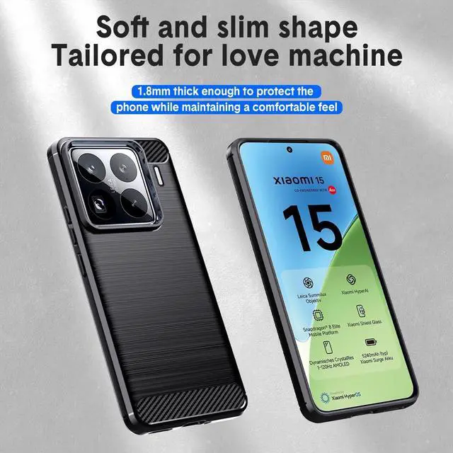 Alt view image 2 of 7 - _Mega Brand Designed for Xiaomi 15 Case,Flexible TPU [Brushed Texture] [Anti-Slip] Shockproof Military Protection Bumper Phone Case,Slim Case Cover for Xiaomi 15,Black