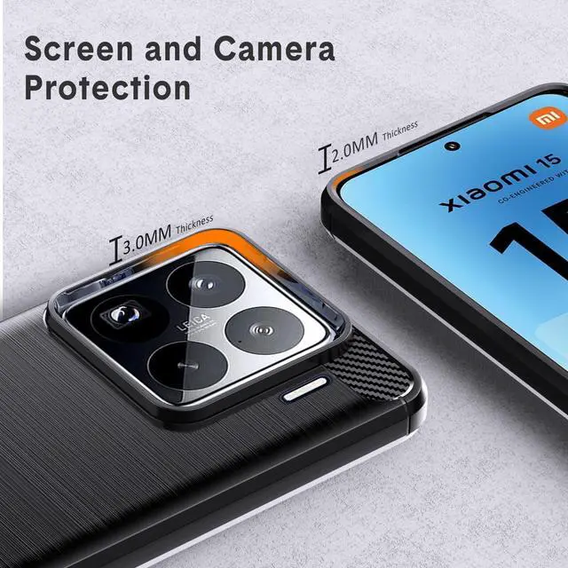 Alt view image 4 of 7 - _Mega Brand Designed for Xiaomi 15 Case,Flexible TPU [Brushed Texture] [Anti-Slip] Shockproof Military Protection Bumper Phone Case,Slim Case Cover for Xiaomi 15,Black