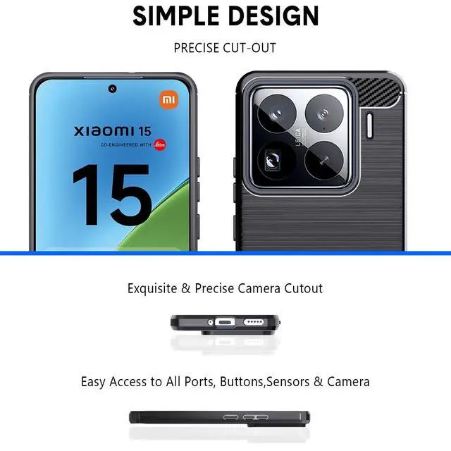 Alt view image 6 of 7 - _Mega Brand Designed for Xiaomi 15 Case,Flexible TPU [Brushed Texture] [Anti-Slip] Shockproof Military Protection Bumper Phone Case,Slim Case Cover for Xiaomi 15,Black