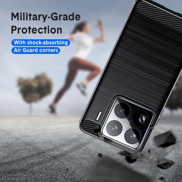 Alt view image 7 of 7 - _Mega Brand Designed for Xiaomi 15 Case,Flexible TPU [Brushed Texture] [Anti-Slip] Shockproof Military Protection Bumper Phone Case,Slim Case Cover for Xiaomi 15,Black