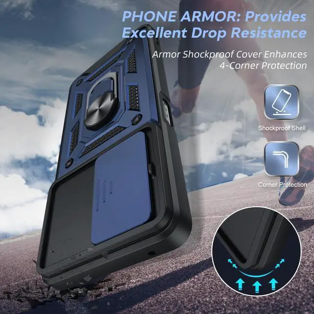 Alt view image 4 of 7 - _Mega Brand  OnePlus Nord-N30 5G Case: with Slide Camera Cover Screen Protector, Military-Grade Shockproof Protective Magnetic Ring Stand One Plus Nord N30 5G Cell Unlocked Phone Covers Funda fara,