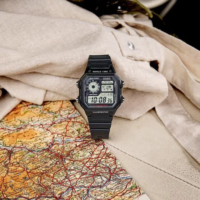 Alt view image 4 of 4 - _Mega Brand Men's Classic Japanese-Quartz Watch with Resin Strap, Black, 21 (Model: AE1200WH-1A)