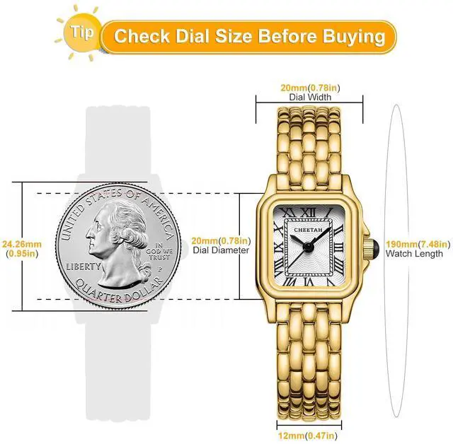 Alt view image 3 of 7 - Watches for Women with Small Vintage Bracelet, Gold White Face, Rectangular Case, Roman Dial
