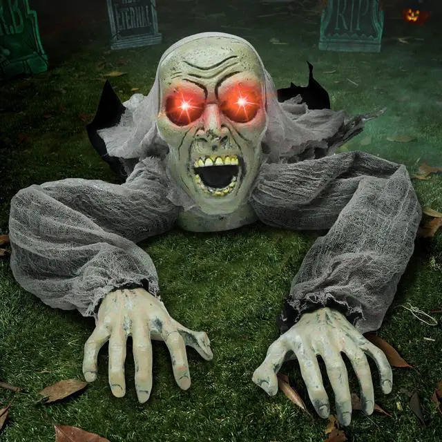 Main image of _Mega Brand Zombie Halloween Decoration Outdoor Groundbreaker with Sound and Flashing Eyes, Scary Halloween Graveyard Decor for Yard Garden, Outside Lawn Haunted House Prop