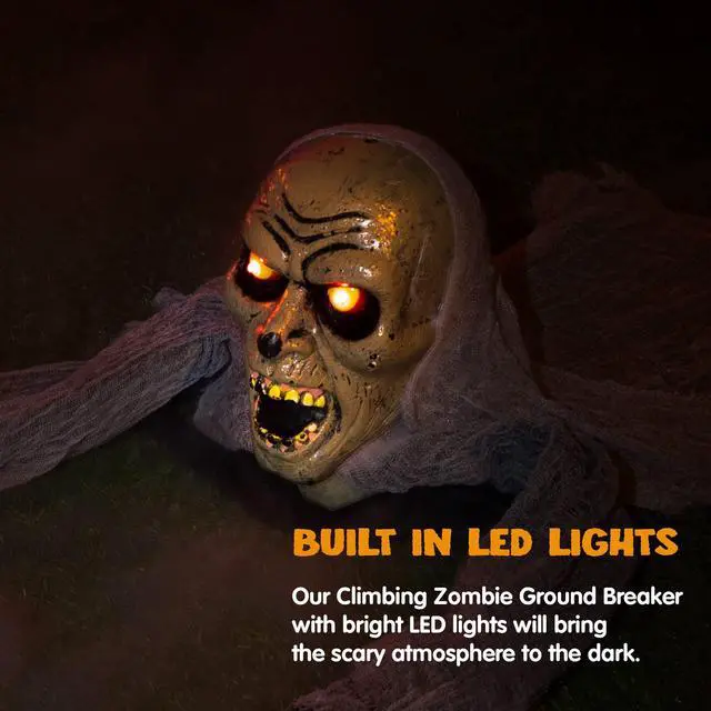 Alt view image 2 of 7 - _Mega Brand Zombie Halloween Decoration Outdoor Groundbreaker with Sound and Flashing Eyes, Scary Halloween Graveyard Decor for Yard Garden, Outside Lawn Haunted House Prop