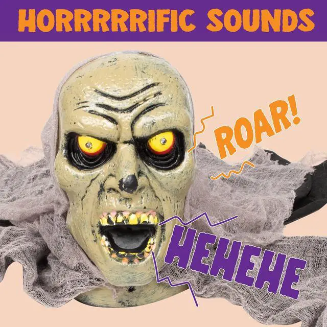 Alt view image 4 of 7 - _Mega Brand Zombie Halloween Decoration Outdoor Groundbreaker with Sound and Flashing Eyes, Scary Halloween Graveyard Decor for Yard Garden, Outside Lawn Haunted House Prop