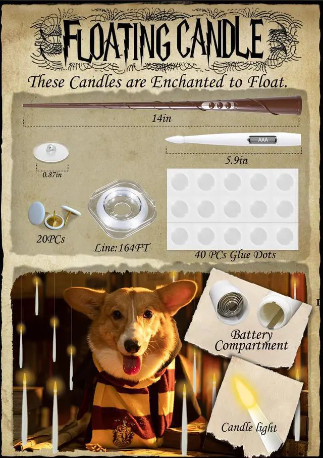 Alt view image 2 of 7 - _Mega BrandDecorations, 20 PCs Floating Candles with Wand Magic Hanging Candles, Flickering Warm Light Flameless Floating LED Candle with Wand Remote, Battery Operated Taper Candle Set for Theme Party