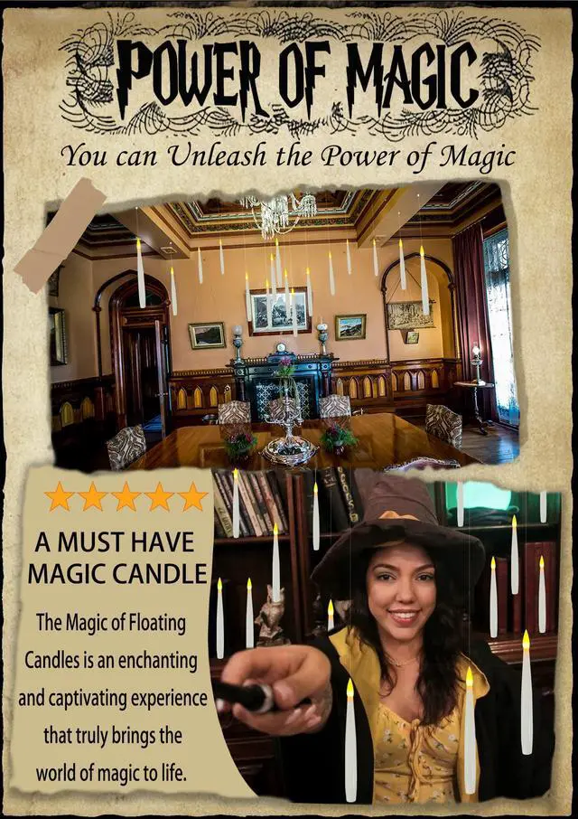Alt view image 4 of 7 - _Mega BrandDecorations, 20 PCs Floating Candles with Wand Magic Hanging Candles, Flickering Warm Light Flameless Floating LED Candle with Wand Remote, Battery Operated Taper Candle Set for Theme Party