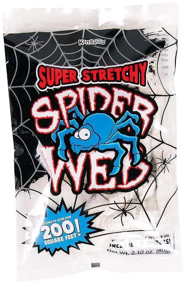 Main image of _Mega Brand 200 sq. Ft Fake Spider Webs Decorations - Spiderweb Webbing Halloween Cobwebs Decor - Scary Halloween Decor Indoor Outdoor Party Wall, Graveyard Decoration Props - 4 Fake Spiders Included