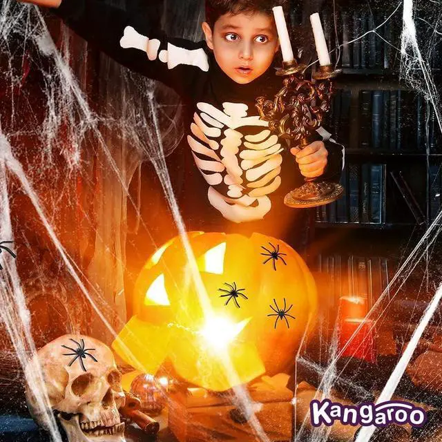 Alt view image 2 of 7 - _Mega Brand 200 sq. Ft Fake Spider Webs Decorations - Spiderweb Webbing Halloween Cobwebs Decor - Scary Halloween Decor Indoor Outdoor Party Wall, Graveyard Decoration Props - 4 Fake Spiders Included