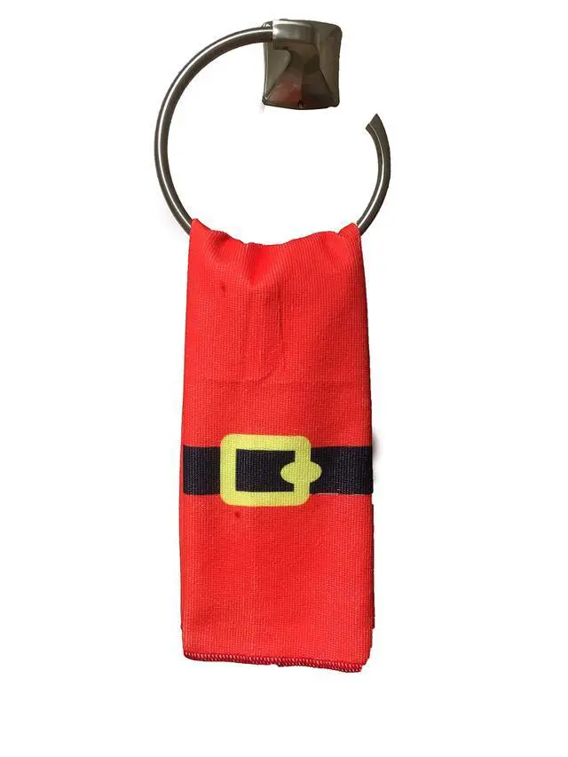 Alt view image 7 of 7 - _Mega Brand 5 Pieces Christmas Theme Bathroom Decoration Set w/Toilet Seat Cover, Rugs, Tank Cover, Toilet Paper Box Cover and Santa Towel for Xmas Indoor Décor, Party Favors (Santa)