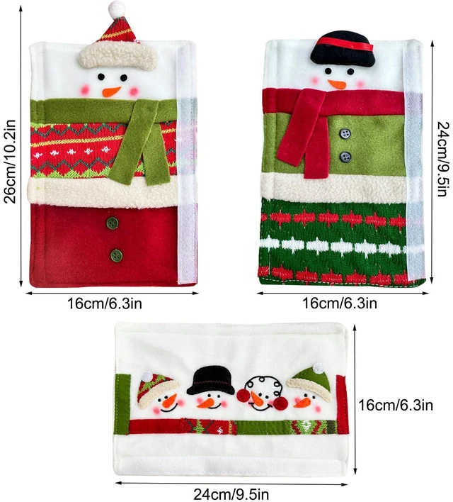 Alt view image 2 of 7 - 3 Piece Set Christmas Snowman Refrigerator Door Handle Covers Appliance Handle Covers Christmas Decorations Fits Standard Size Kitchen Refrigerator Microwave Oven Or Dishwasher