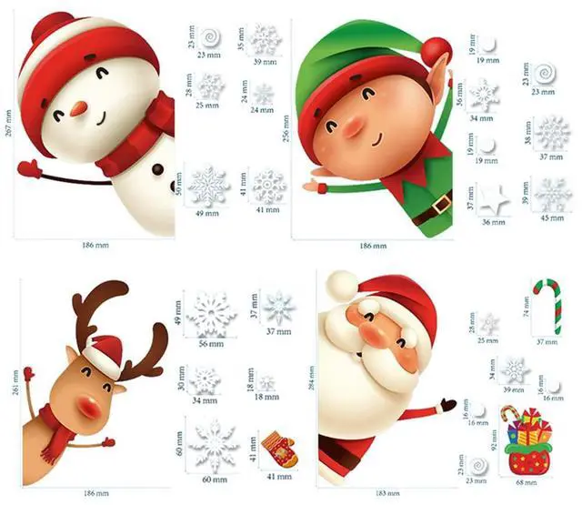 Alt view image 2 of 7 - _Mega Brand 82PCS Christmas Snowflake Window Clings Stickers for Glass, Xmas Decals Christmas Decorations Indoor Holiday Snowflake Santa Claus Reindeer Decals for Party