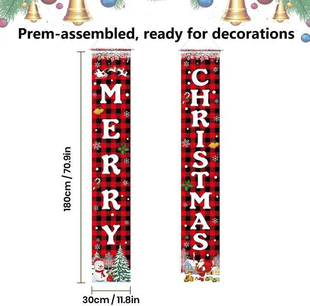 Alt view image 5 of 7 - _Mega Brand Christmas Decorations Merry Christmas Banner Xmas Porch Door Sign Welcome Banner for Wall Home Party Decor Christmas Decorations Indoor Outdoor