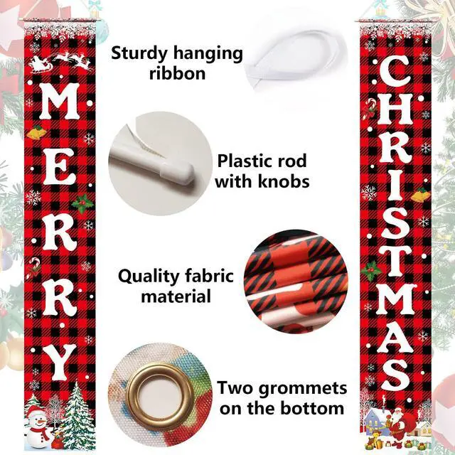 Alt view image 4 of 7 - _Mega Brand Christmas Decorations Merry Christmas Banner Xmas Porch Door Sign Welcome Banner for Wall Home Party Decor Christmas Decorations Indoor Outdoor