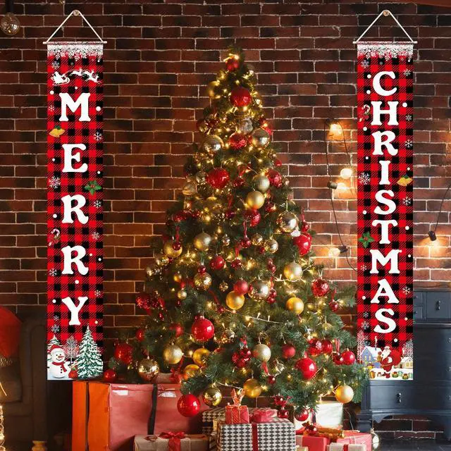 Alt view image 2 of 7 - _Mega Brand Christmas Decorations Merry Christmas Banner Xmas Porch Door Sign Welcome Banner for Wall Home Party Decor Christmas Decorations Indoor Outdoor