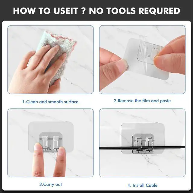 Alt view image 6 of 7 - _Mega Brand Hooks for Outdoor String Lights - 100 Pack with Adhesive Strips - No Damage, No Tools, No Holes, Waterproof and UV-Resistant, Perfect for Christmas and Patio Decor