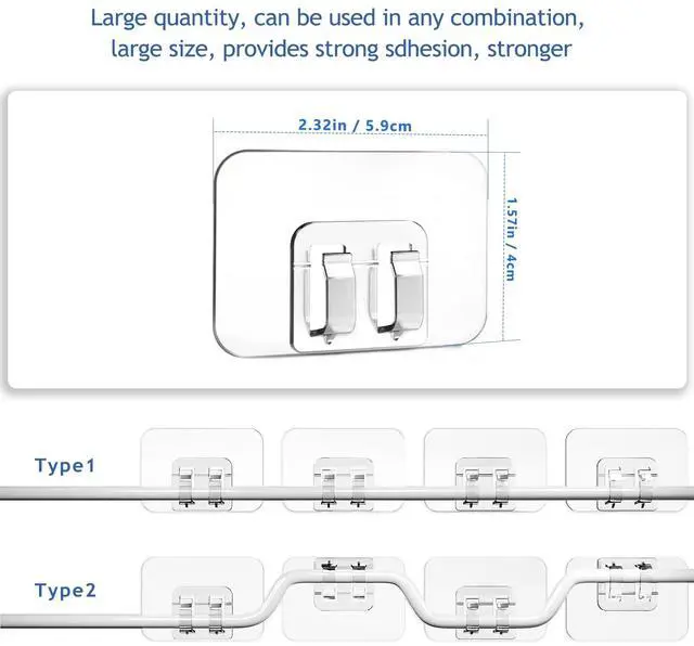 Alt view image 7 of 7 - _Mega Brand Hooks for Outdoor String Lights - 100 Pack with Adhesive Strips - No Damage, No Tools, No Holes, Waterproof and UV-Resistant, Perfect for Christmas and Patio Decor