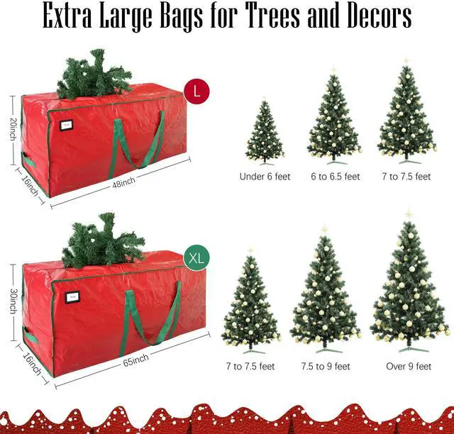 Alt view image 2 of 7 - _Mega Brand  7.5 ft Christmas Tree Storage Bag - Durable Heavy Duty Extra Large Artificial Xmas Holiday Tree Bag with Reinforced Handles and Dual Zippers Wide Opening - Red