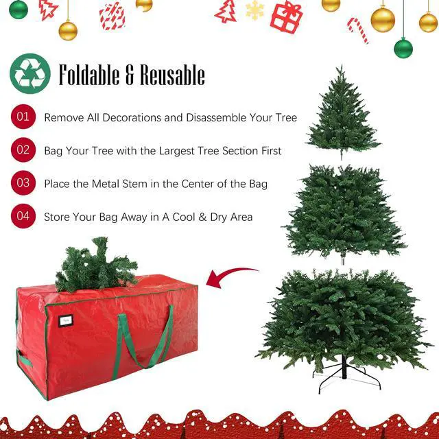 Alt view image 3 of 7 - _Mega Brand  7.5 ft Christmas Tree Storage Bag - Durable Heavy Duty Extra Large Artificial Xmas Holiday Tree Bag with Reinforced Handles and Dual Zippers Wide Opening - Red