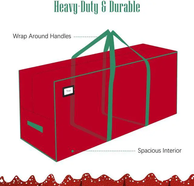Alt view image 4 of 7 - _Mega Brand  7.5 ft Christmas Tree Storage Bag - Durable Heavy Duty Extra Large Artificial Xmas Holiday Tree Bag with Reinforced Handles and Dual Zippers Wide Opening - Red