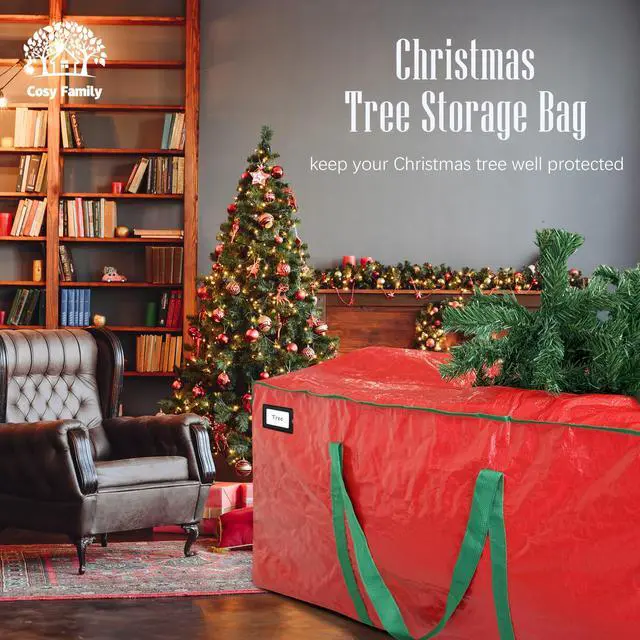 Alt view image 7 of 7 - _Mega Brand  7.5 ft Christmas Tree Storage Bag - Durable Heavy Duty Extra Large Artificial Xmas Holiday Tree Bag with Reinforced Handles and Dual Zippers Wide Opening - Red